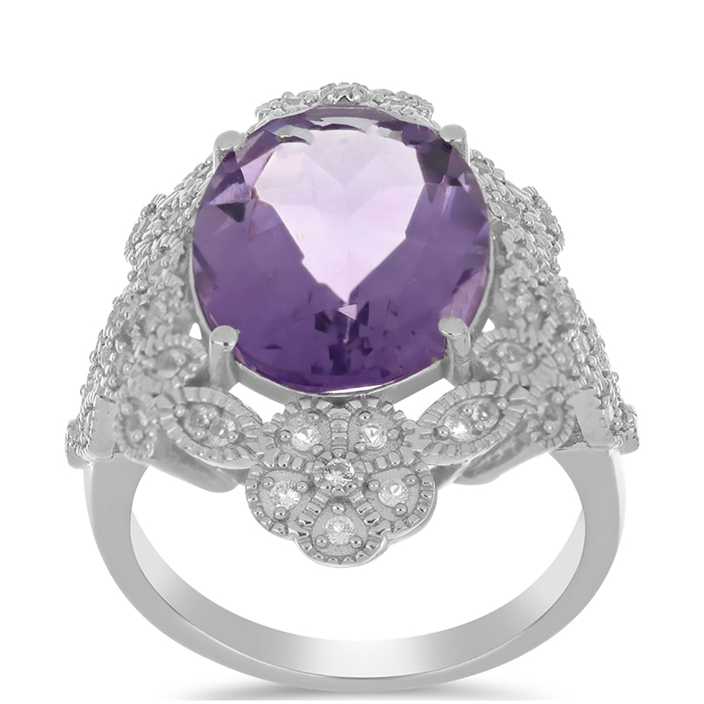 Silberring mit Amethyst aus Vera Cruz und weißem Topas 3 