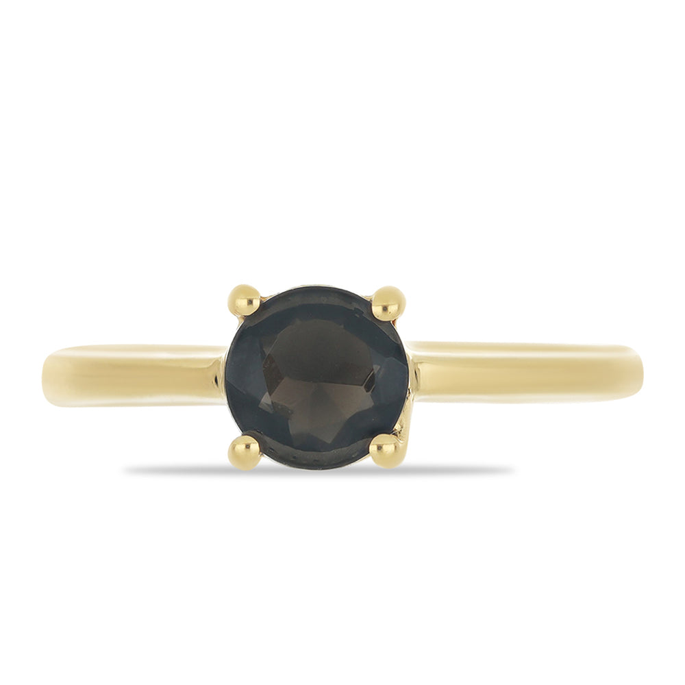 Goldplattierter Silberring mit Obsidian