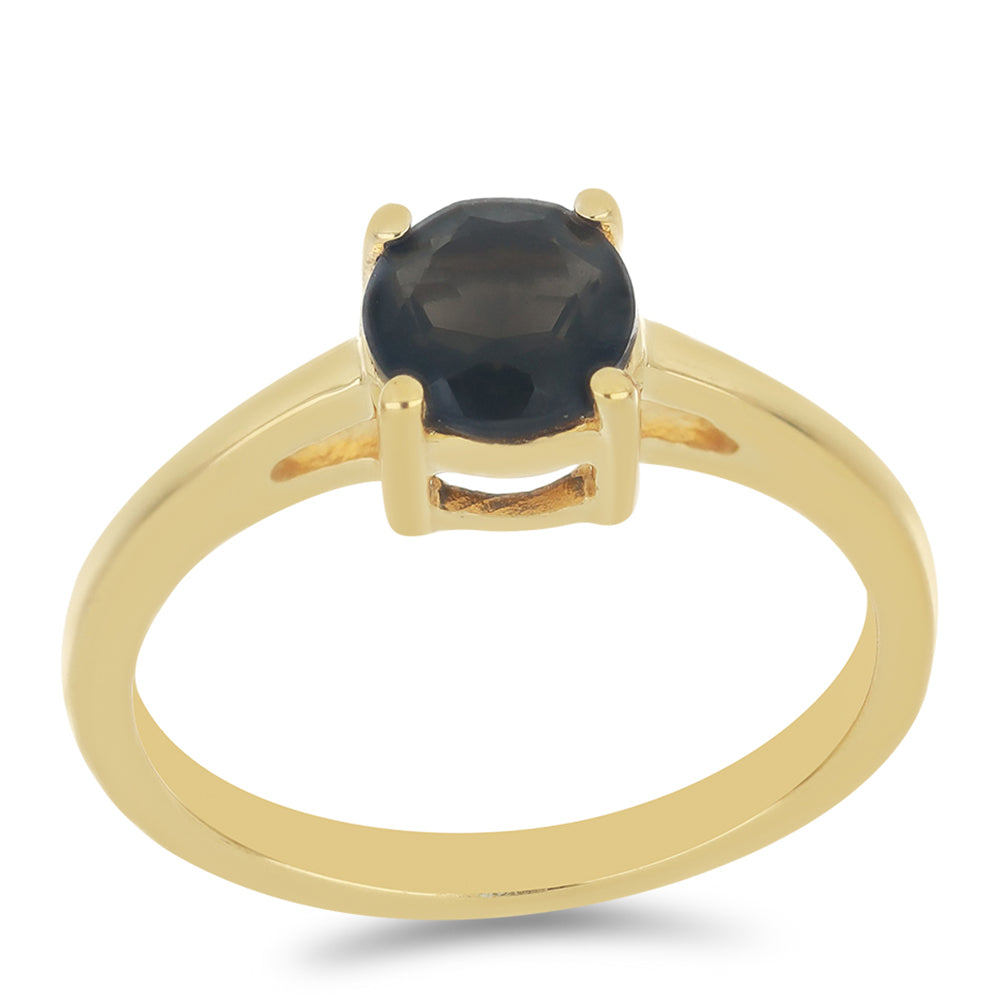 Goldplattierter Silberring mit Obsidian