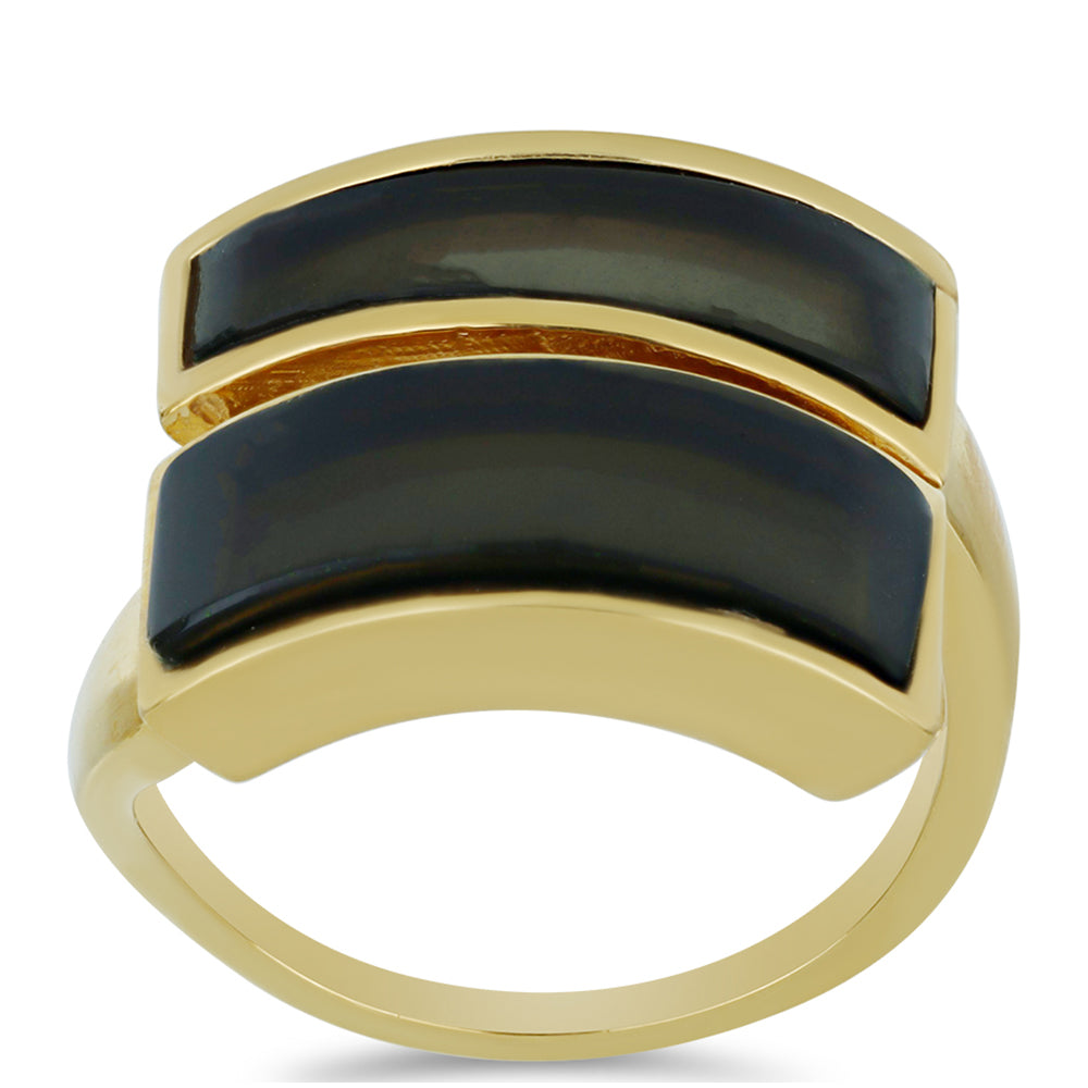 Goldplattierter Silberring mit Obsidian