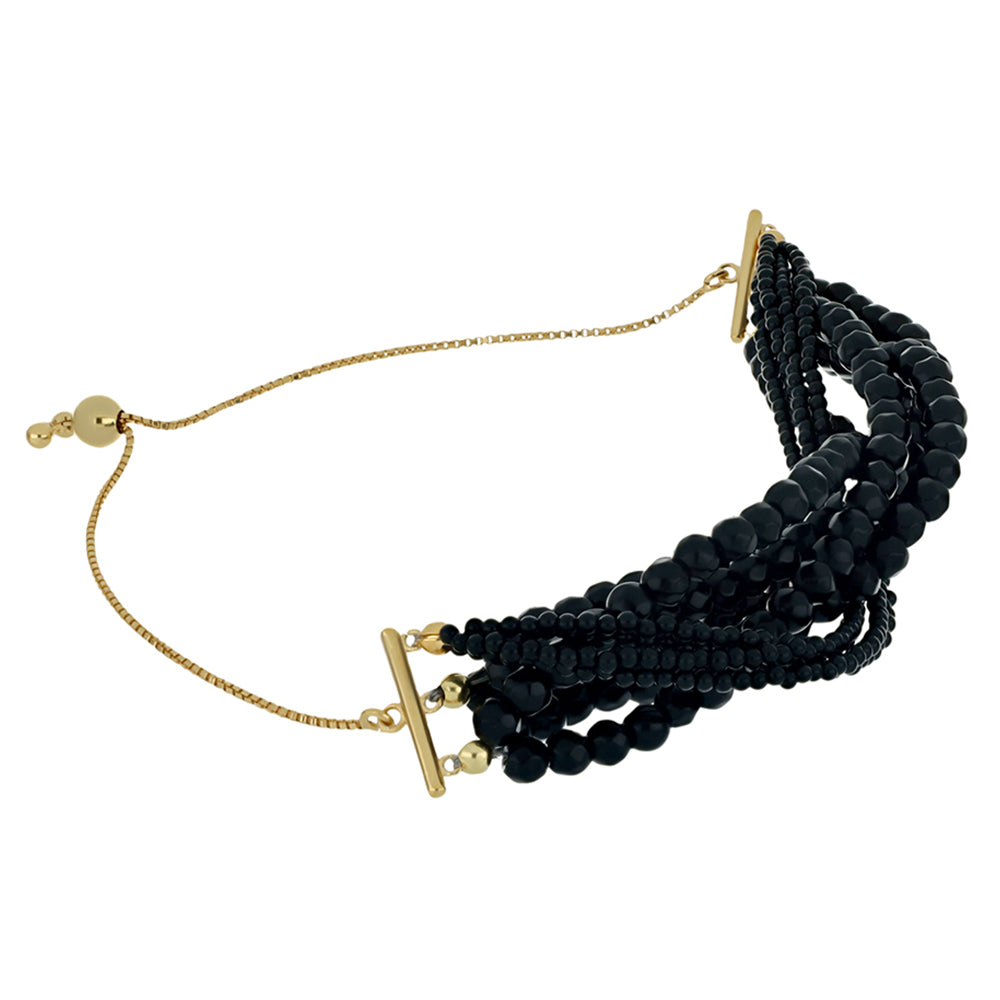 Goldplattiertes Silberarmband mit Obsidian 1 