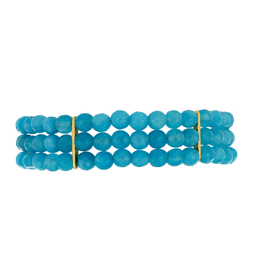 Goldplattiertes Silberarmband mit blauer Chalzedon aus Paraiba 2 