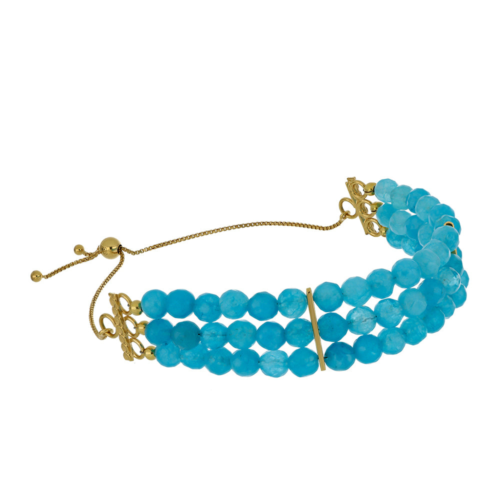 Goldplattiertes Silberarmband mit blauer Chalzedon aus Paraiba