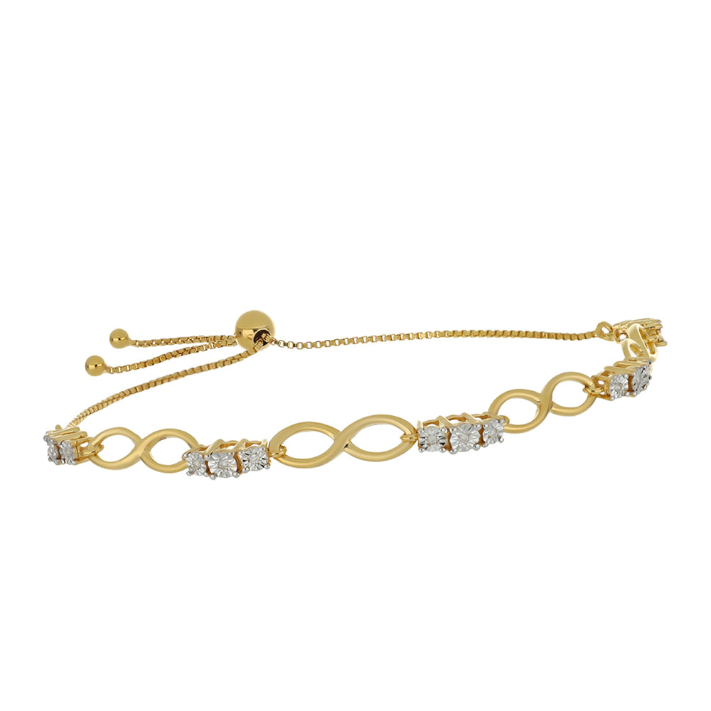 Goldplattiertes Silberarmband mit weißem Diamant