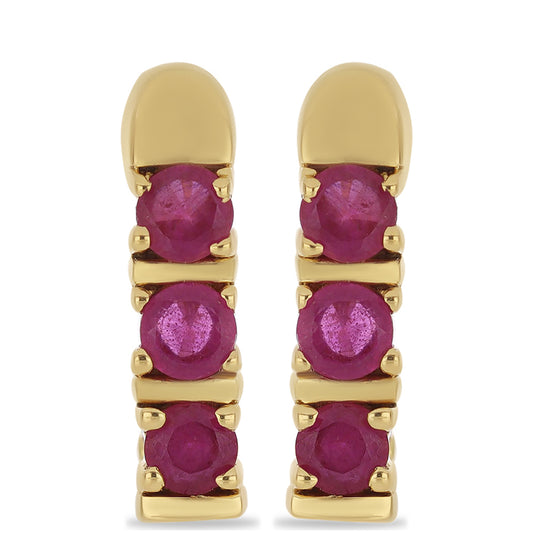 Goldplattierte Silberohrringe mit Rubin aus Madagaskar