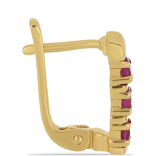 Goldplattierte Silberohrringe mit Rubin aus Madagaskar