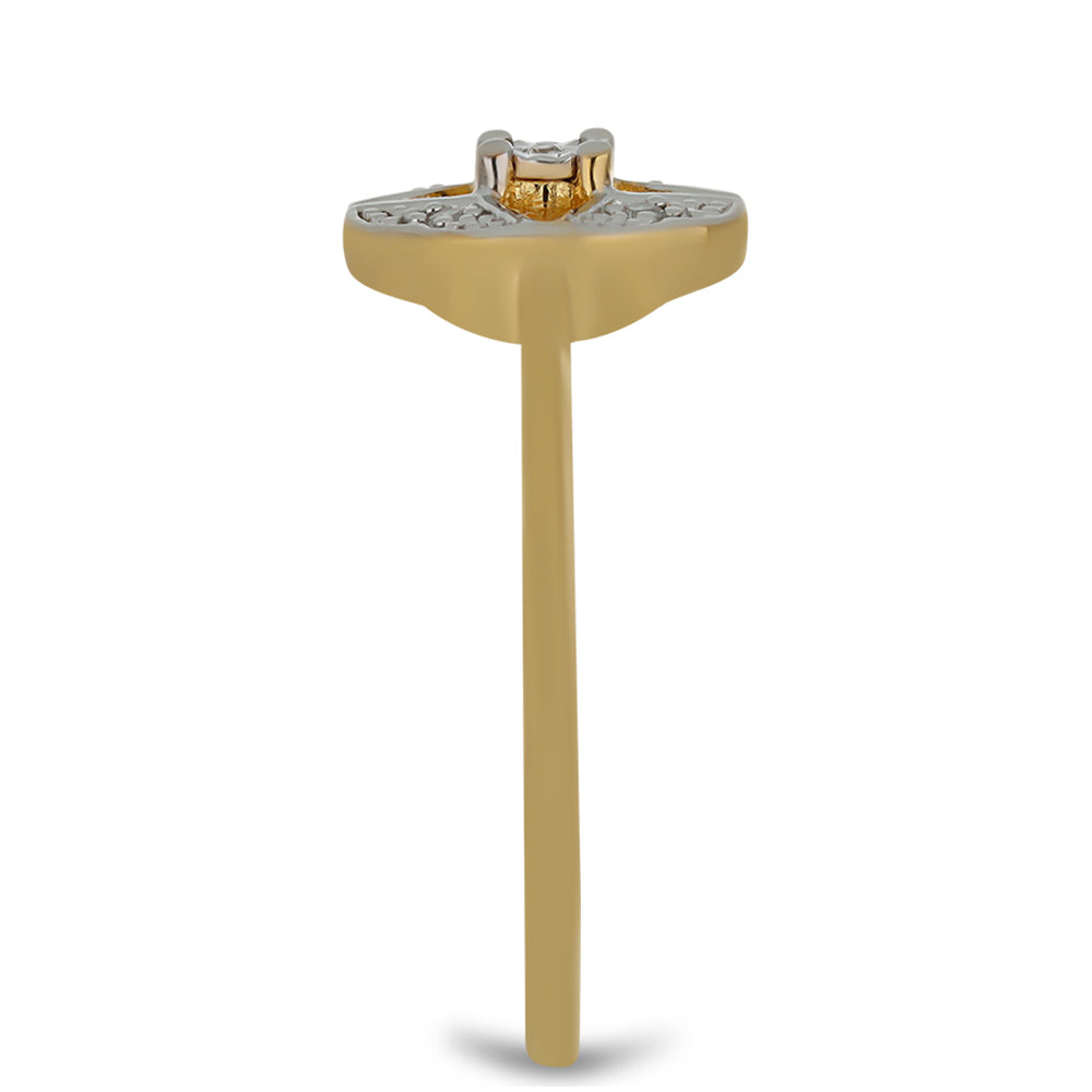 Goldplattierter Silberring mit weißem Diamant 4 