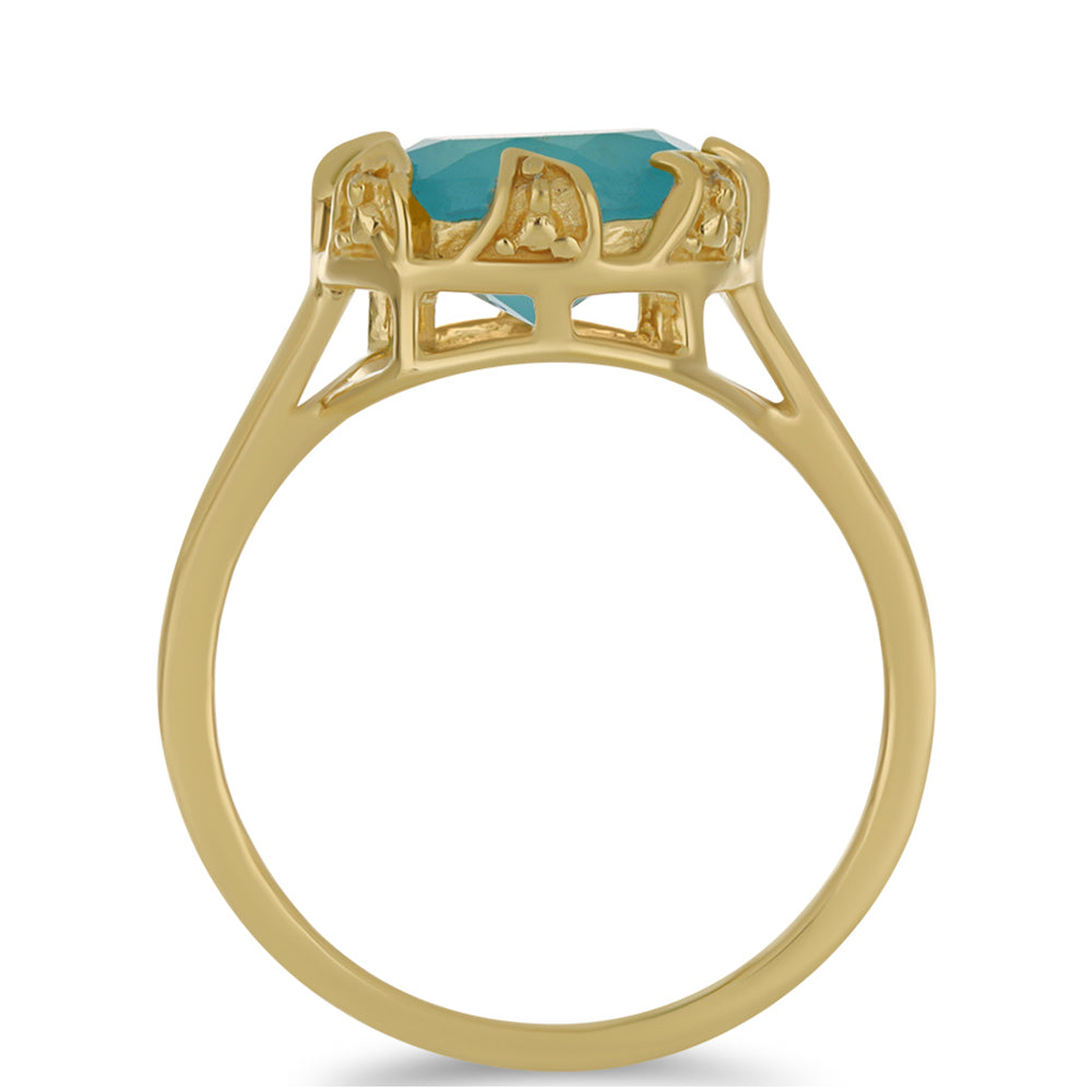 Goldplattierter Silberring mit blauer Chalzedon aus Paraiba 2 