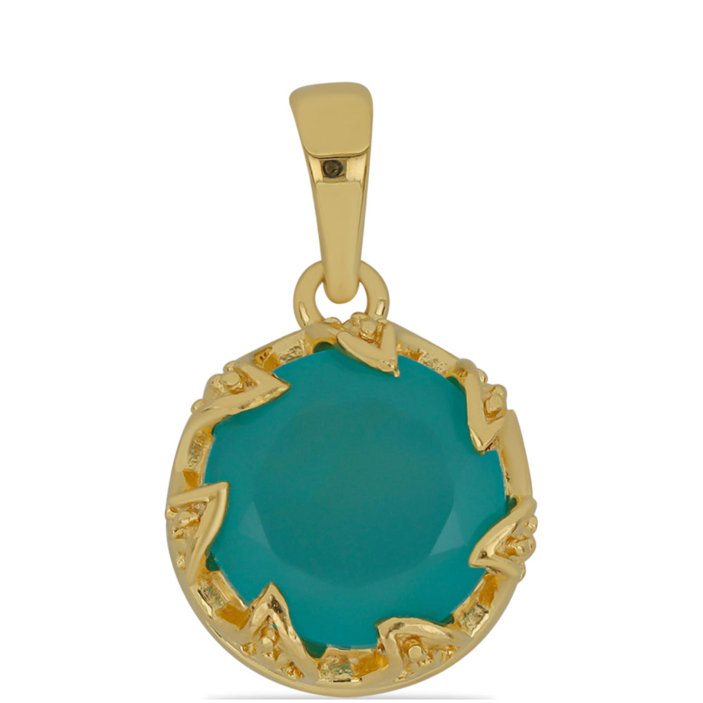 Goldplattierter Silberanhänger mit blauer Chalzedon aus Paraiba 1 