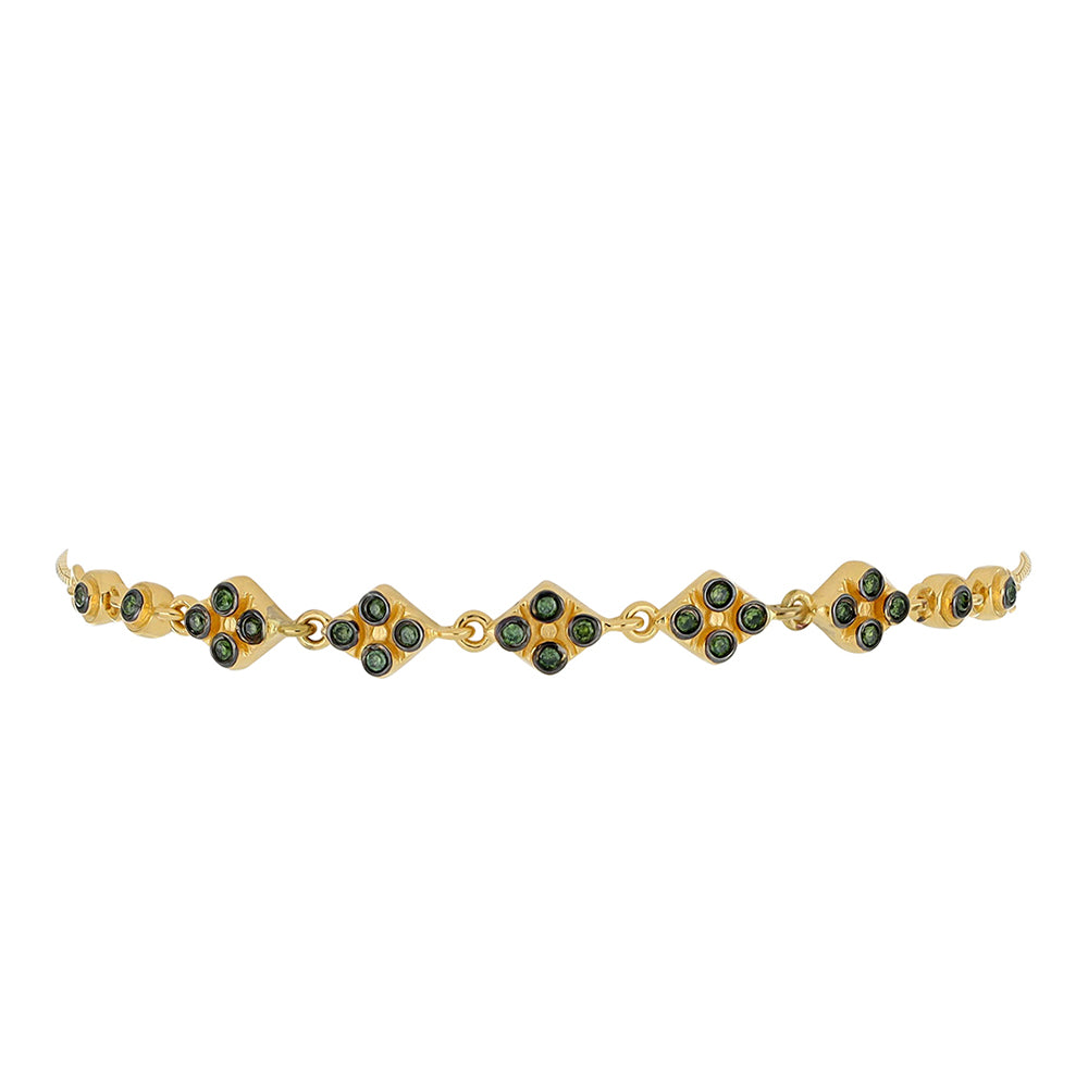 Goldplattiertes Silberarmband mit grünem Diamant