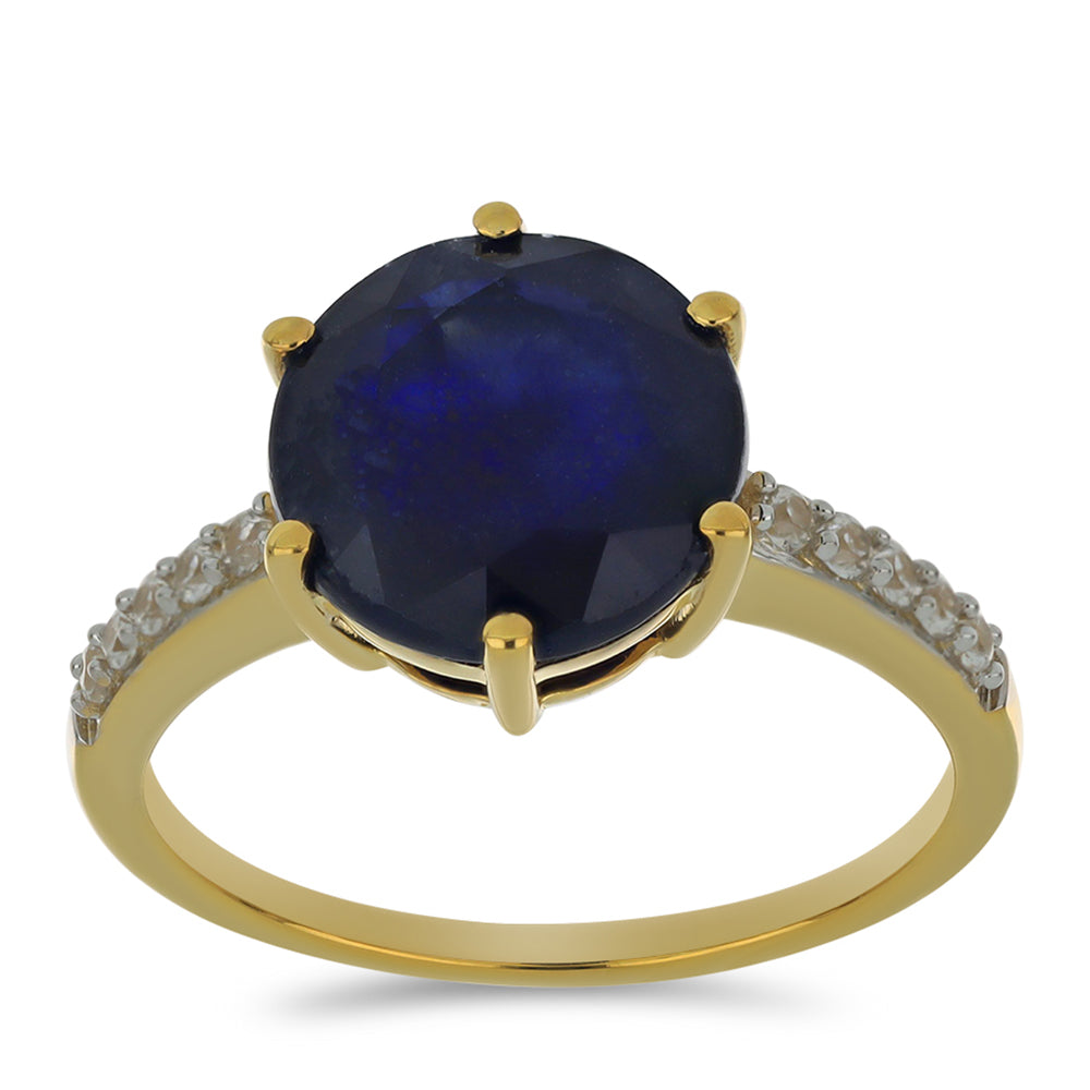 Goldring mit australischem blauem Saphir und natürlichem weißem Zirkon 1 