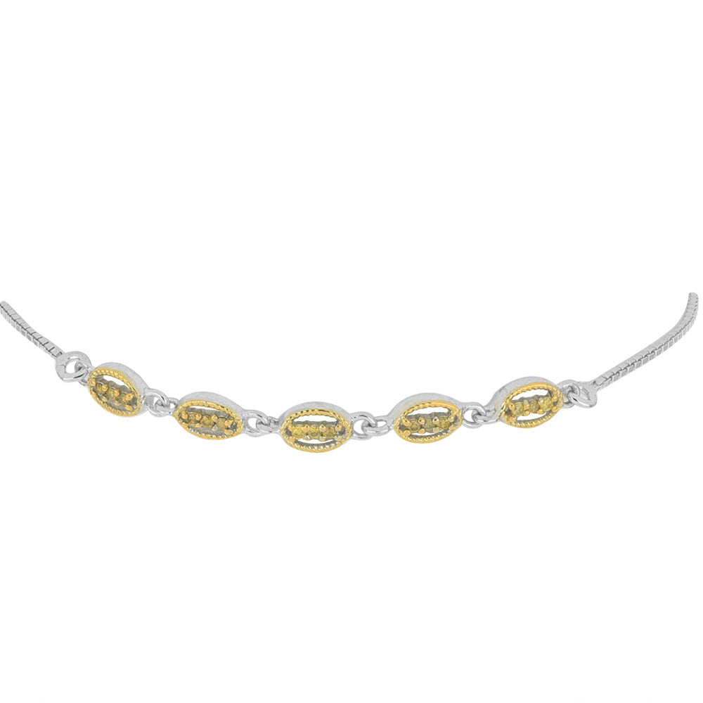 Goldplattiertes Silberarmband mit gelbem Diamant 2 