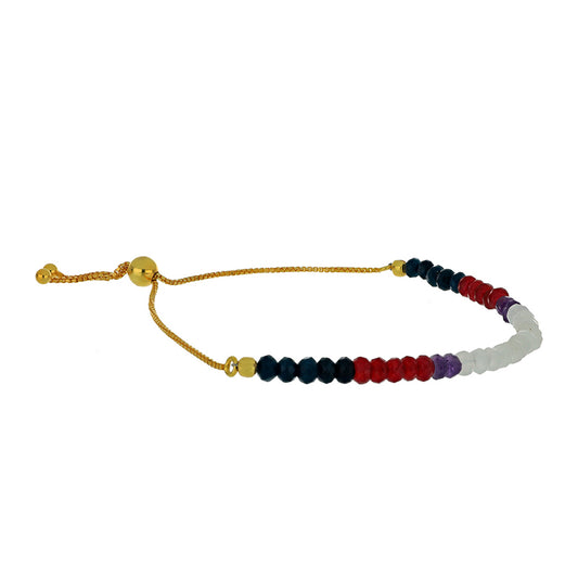 Goldplattiertes Silberarmband mit Regenbogenmondstein und marokkanischem Amethyst