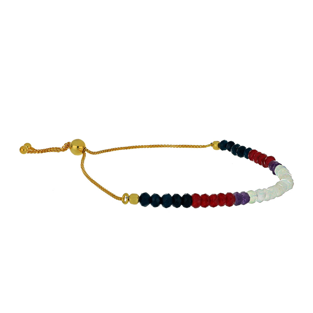 Goldplattiertes Silberarmband mit Regenbogenmondstein und marokkanischem Amethyst 4 