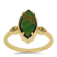 Goldplattierter Silberring mit Ammolith und Peridot aus Changbai