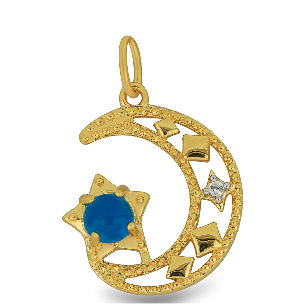 Goldplattierter Silberanhänger mit äthiopischem Paraiba-Blauopal und weißem Topas