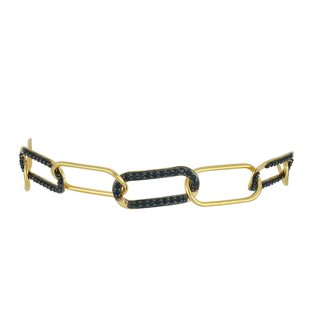 Goldplattiertes Silberarmband mit schwarzem Spinell 2 