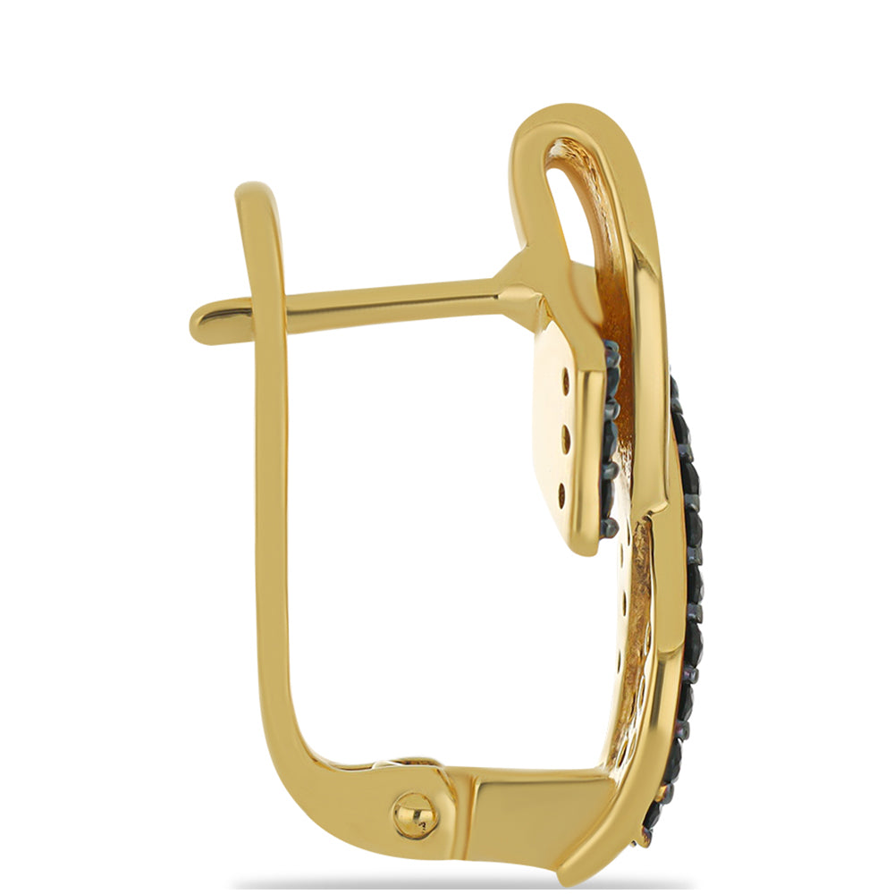 Goldplattierte Silberohrringe mit schwarzem Spinell 2 