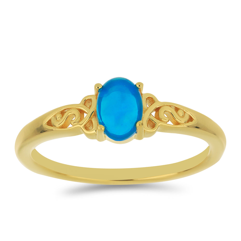 Goldplattierter Silberring mit äthiopischem Paraiba-Blauopal 3 