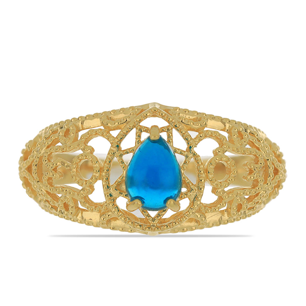 Goldplattierter Silberring mit äthiopischem Paraiba-Blauopal 1 