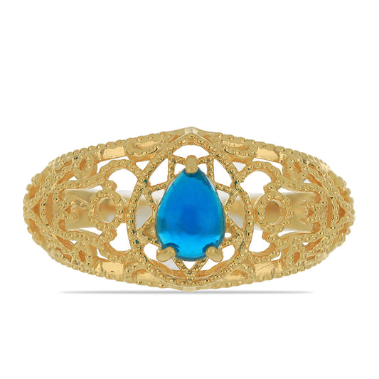 Goldplattierter Silberring mit äthiopischem Paraiba-Blauopal