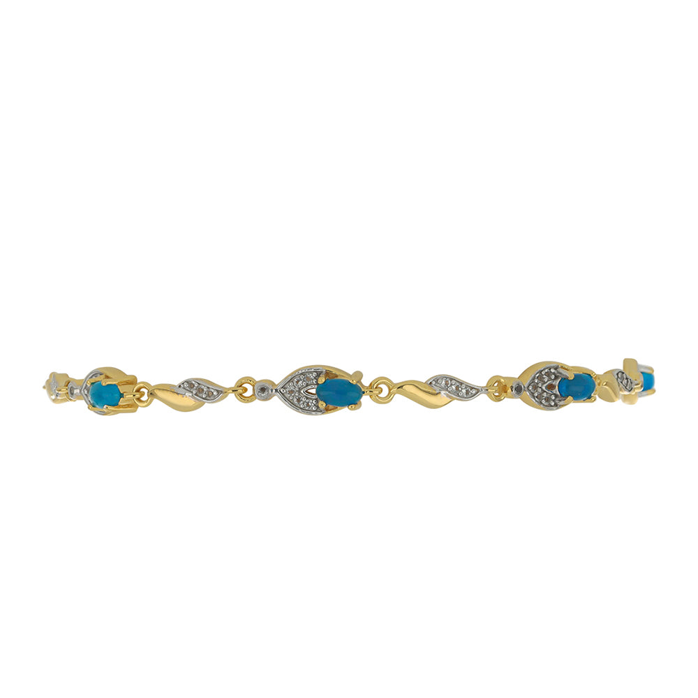 Goldplattiertes Silberarmband mit äthiopischem Paraiba-Blauopal und weißem Topas 2 