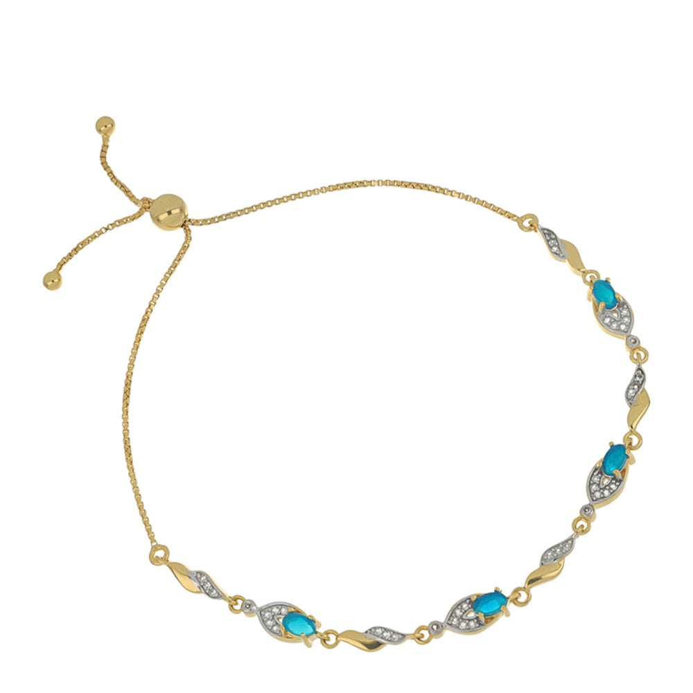 Goldplattiertes Silberarmband mit äthiopischem Paraiba-Blauopal und weißem Topas 1 