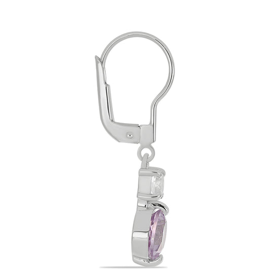 Silberohrringe mit Rose De France Amethyst und weißem Topas