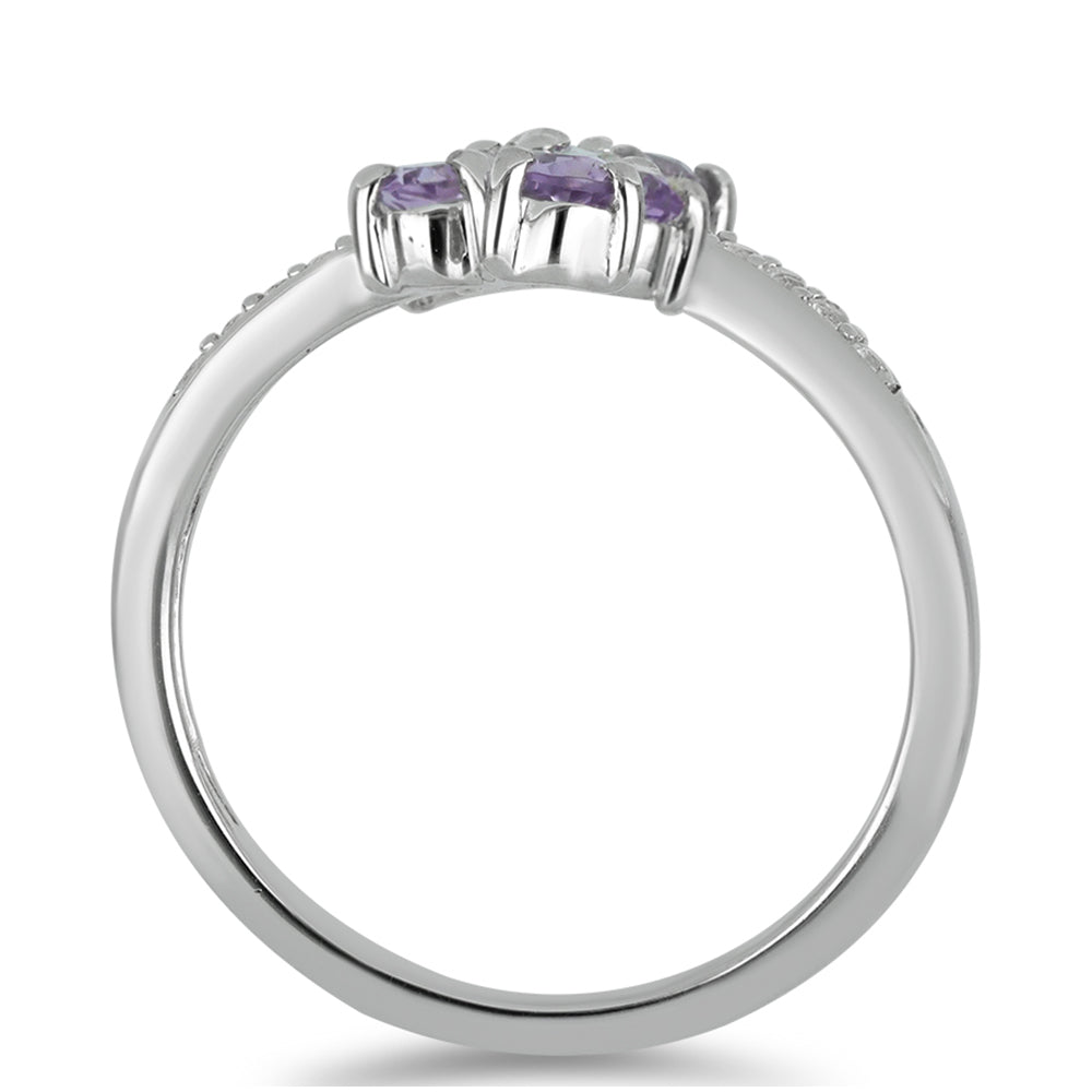 Silberring mit Rose De France Amethyst und weißem Topas