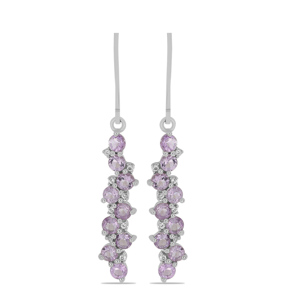 Silberohrringe mit Rose De France Amethyst und weißem Topas