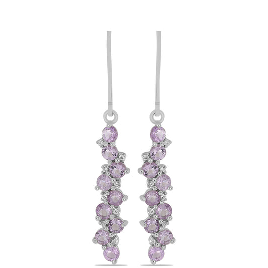 Silberohrringe mit Rose De France Amethyst und weißem Topas