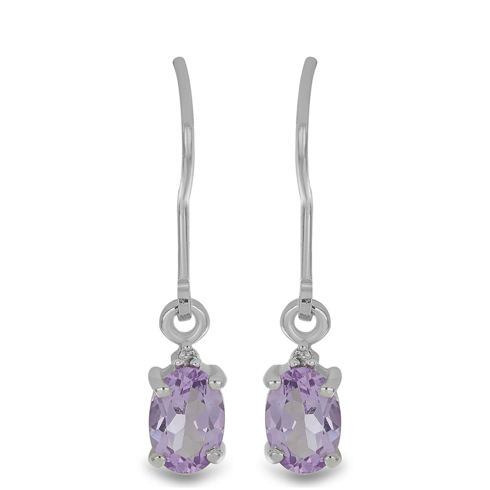 Silberohrringe mit Rose De France Amethyst und weißem Topas