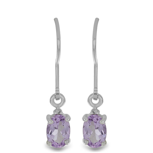 Silberohrringe mit Rose De France Amethyst und weißem Topas