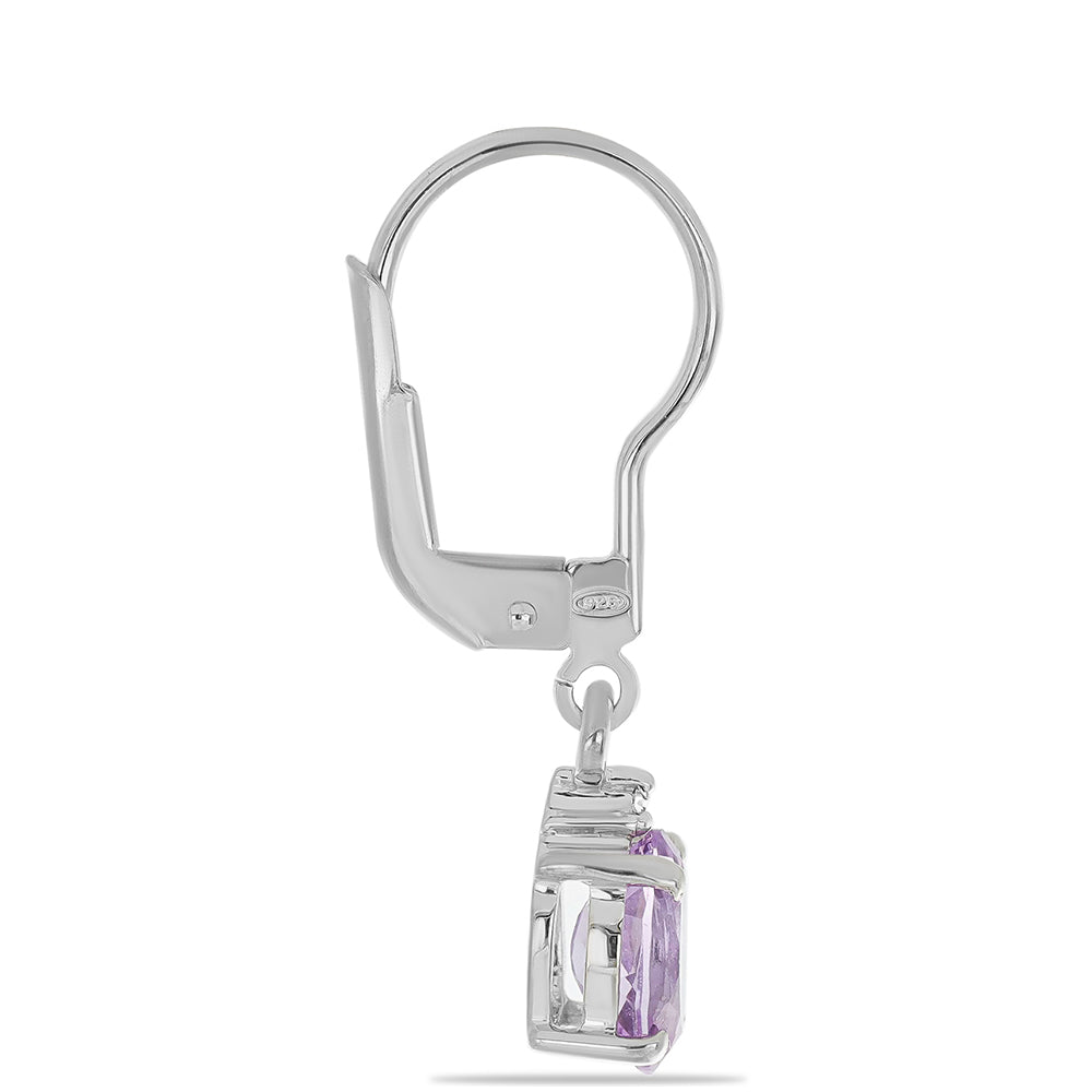 Silberohrringe mit Rose De France Amethyst und weißem Topas 2 