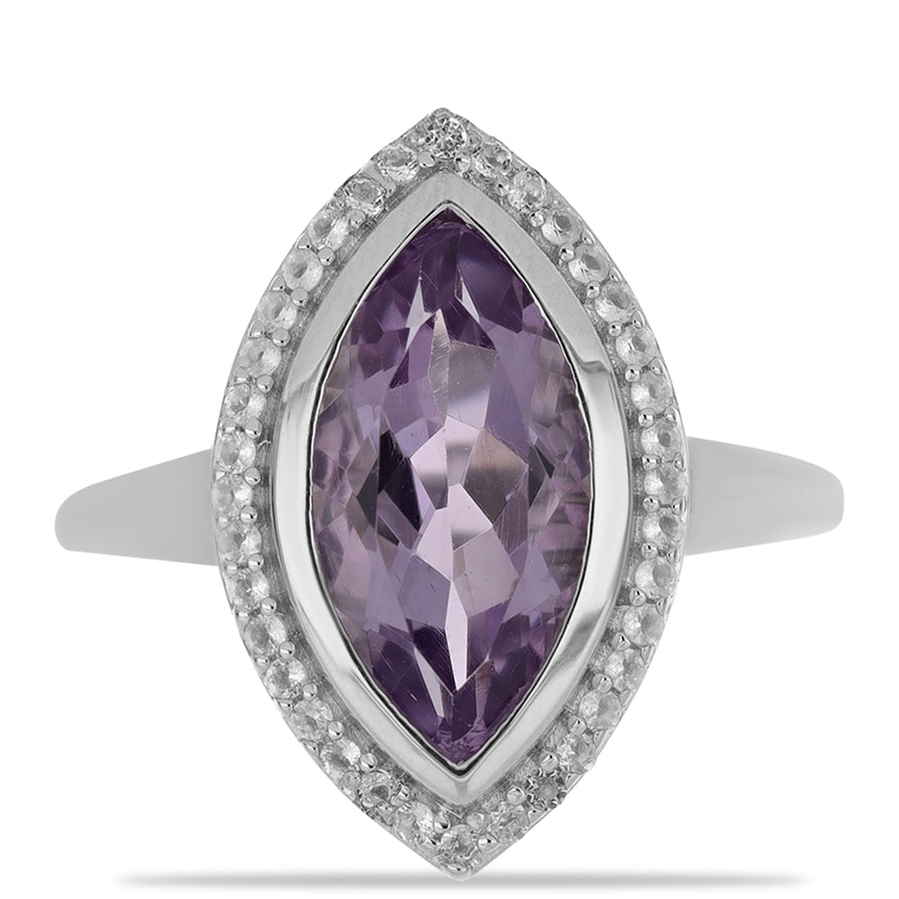 Silberring mit Rose De France Amethyst und weißem Topas 1 