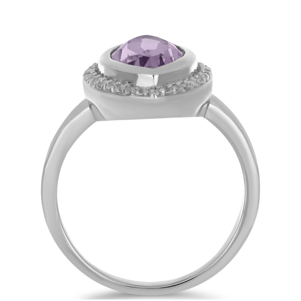 Silberring mit Rose De France Amethyst und weißem Topas