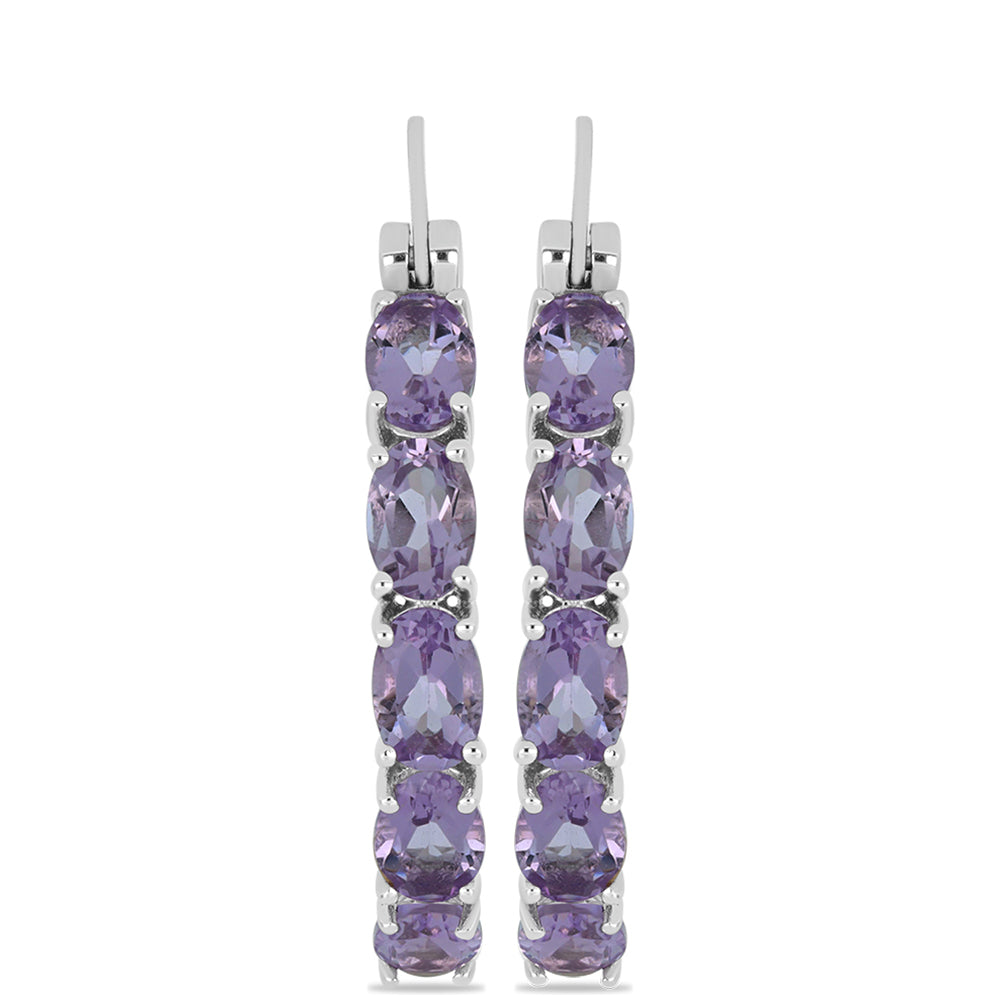 Silberohrringe mit Rose De France Amethyst 1 