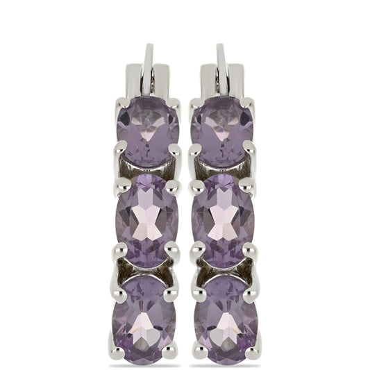 Silberohrringe mit Rose De France Amethyst