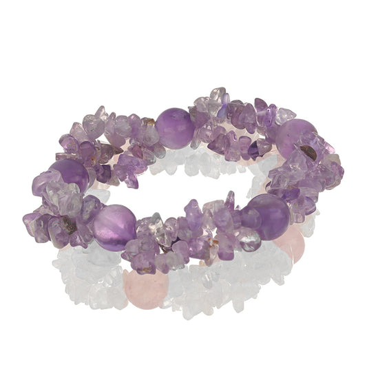 Schmuckgarnitur aus Nugget mit Rose De France Amethyst und Rosenquarz aus Ramaratina