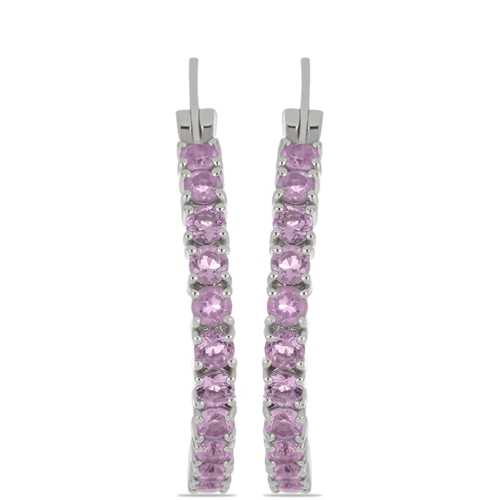 Silberohrringe mit Rose De France Amethyst