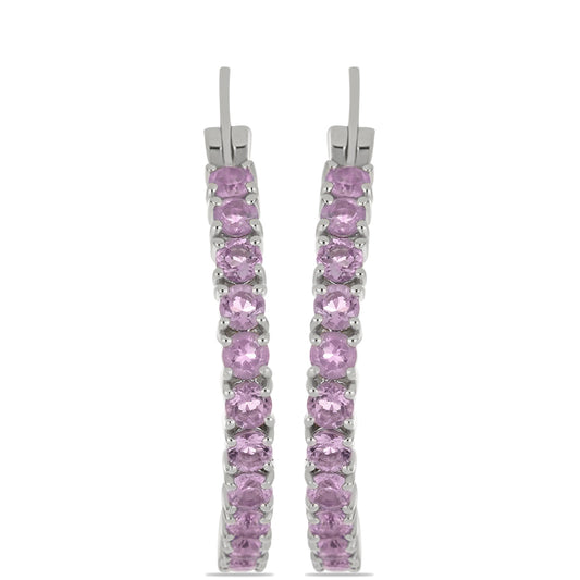 Silberohrringe mit Rose De France Amethyst