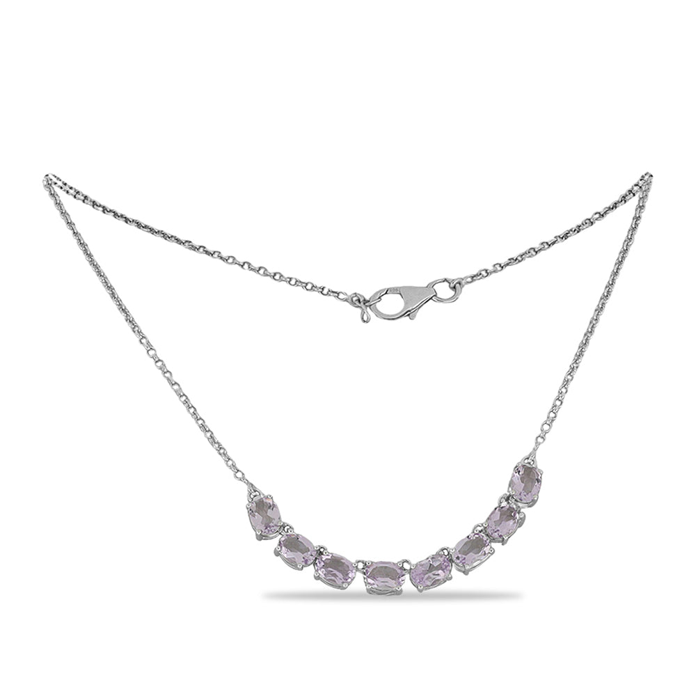 Silberhalskette mit Rose De France Amethyst 1 