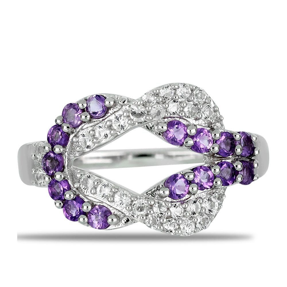 Silberring mit Rose De France Amethyst und weißem Topas 1 