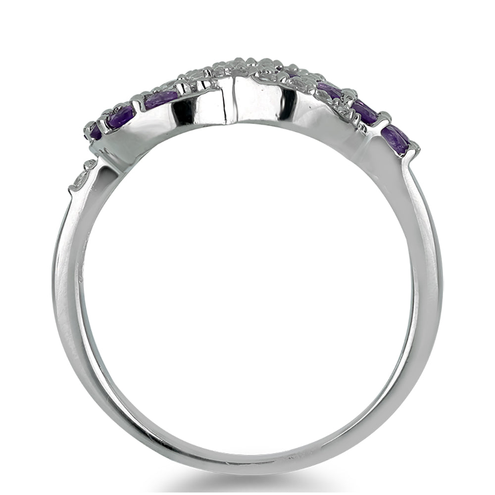 Silberring mit Rose De France Amethyst und weißem Topas 3 