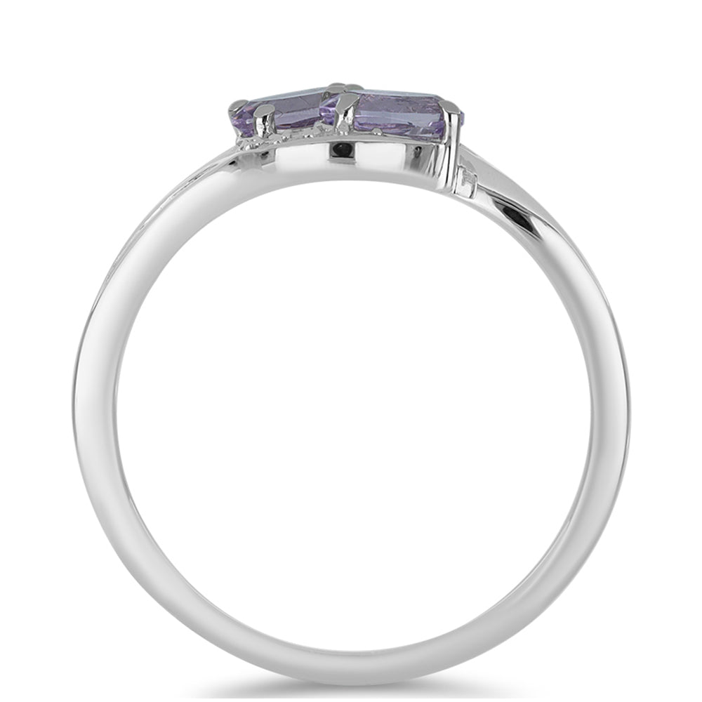 Silberring mit Rose De France Amethyst und weißem Topas