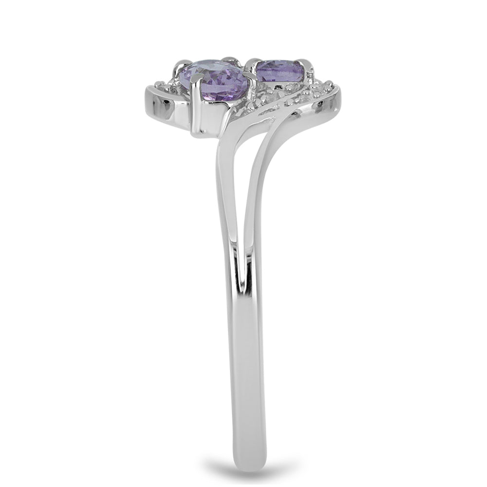 Silberring mit Rose De France Amethyst und weißem Topas