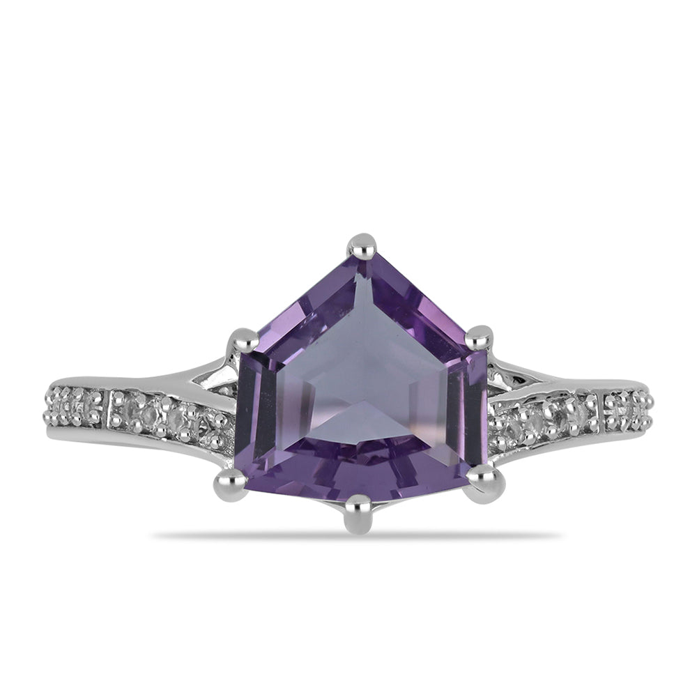 Silberring mit Rose De France Amethyst und weißem Topas 1 