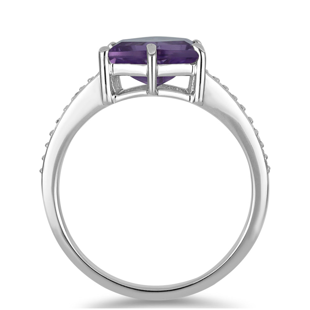 Silberring mit Rose De France Amethyst und weißem Topas