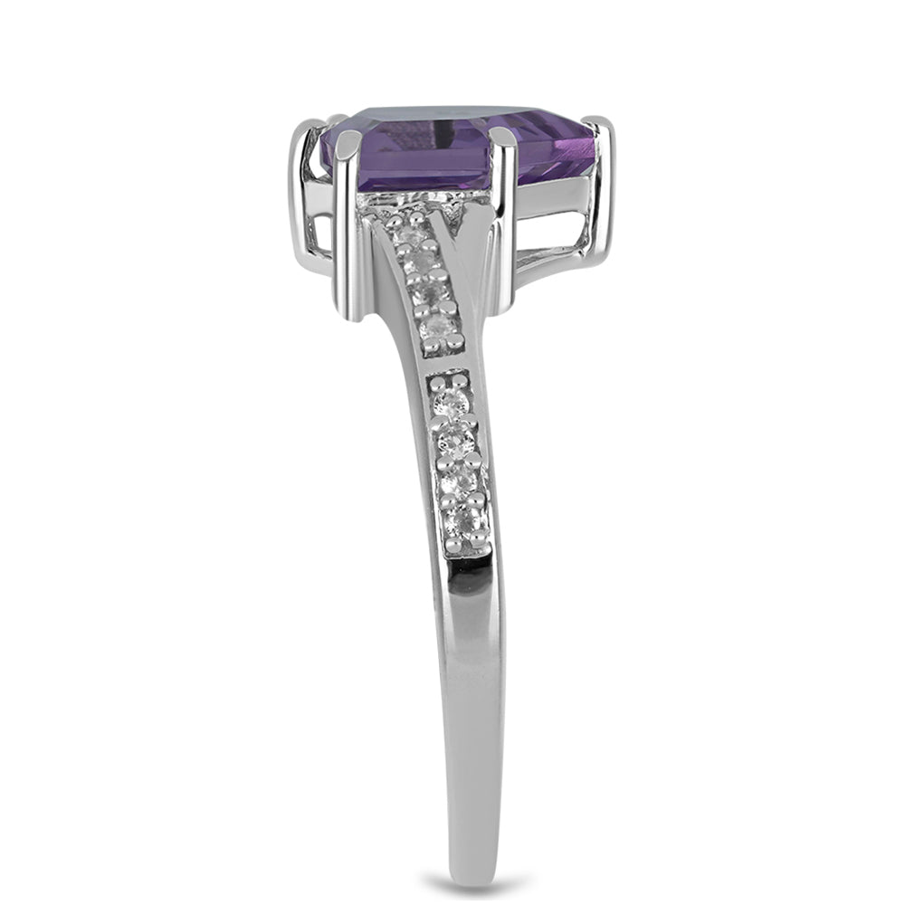 Silberring mit Rose De France Amethyst und weißem Topas 4 