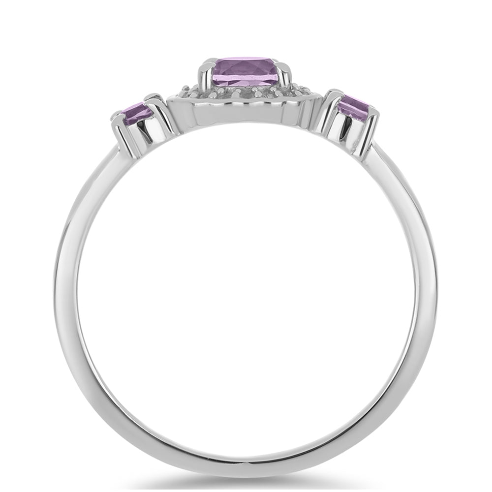 Silberring mit Rose De France Amethyst und weißem Topas